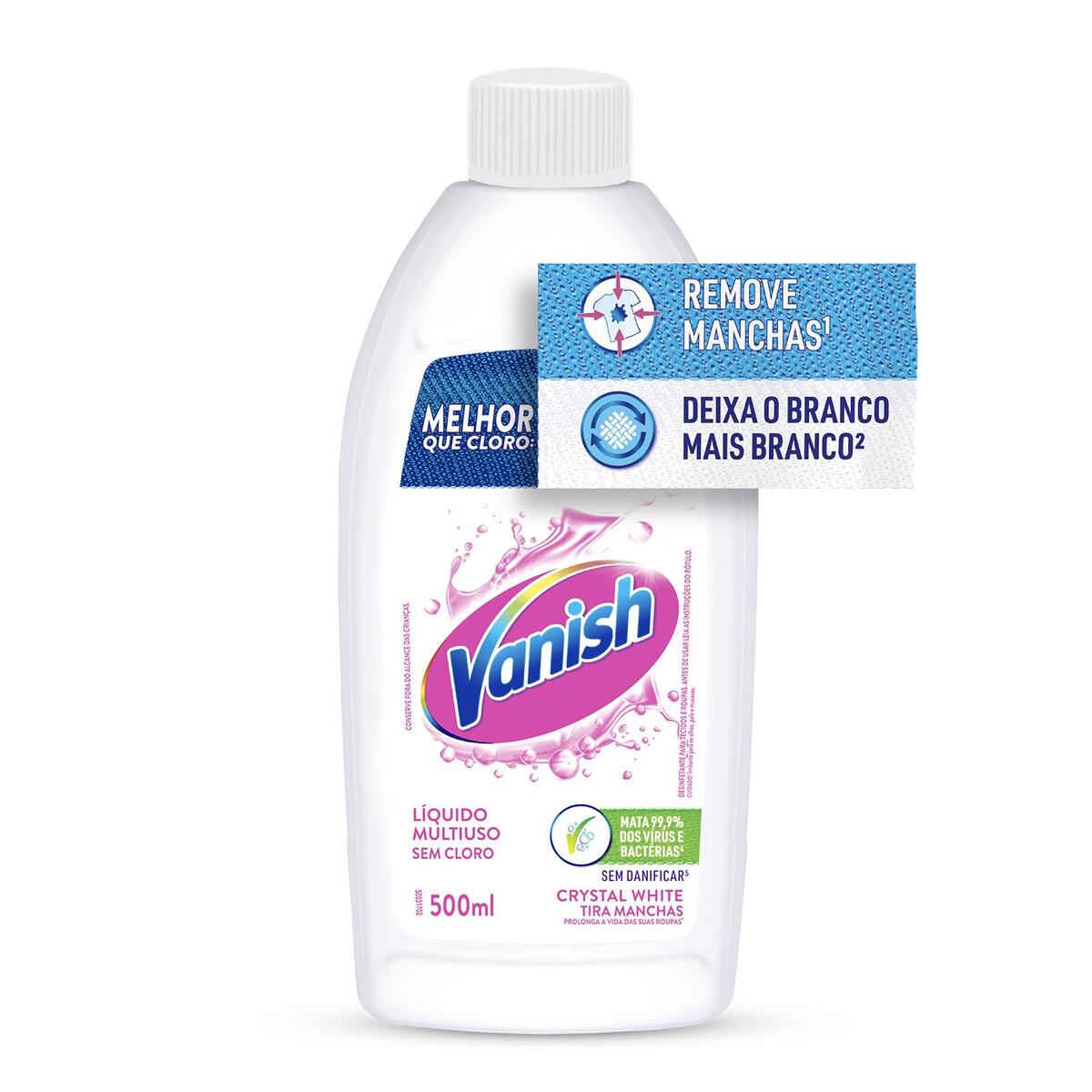 7891035040405 - Tira Manchas Vanish Liquido Crystal White para roupas brancas 500ml - 1